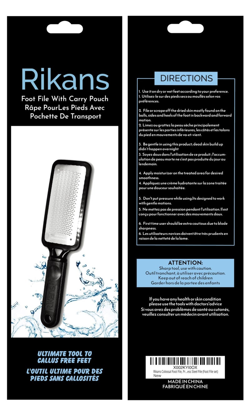 Rikans Colossal Foot File  Professional Foot Rasp Callus Remover  Foot Care Pedicure Tool to Remove Hard Skin Can Be Used on Wet or Dry Skin  High Grade Stainless Steel File (Foot File Set) - Image 3